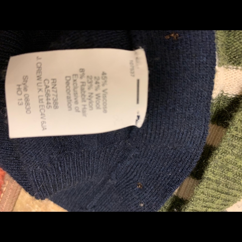 J. Crew Side Button Sweater M Navy Stripes Wool - Picture 8 of 8